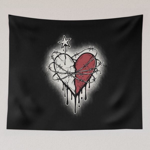 Item preview, Split Heart Barbed Wire Emo Aesthetic Gift designed and sold by Say It With Ink.