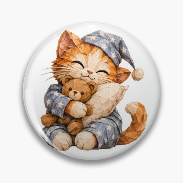 Item preview, Origami Sleepy Cat Hugging Teddy Bear designed and sold by Snurly.