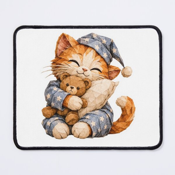 Item preview, Origami Sleepy Cat Hugging Teddy Bear designed and sold by Snurly.