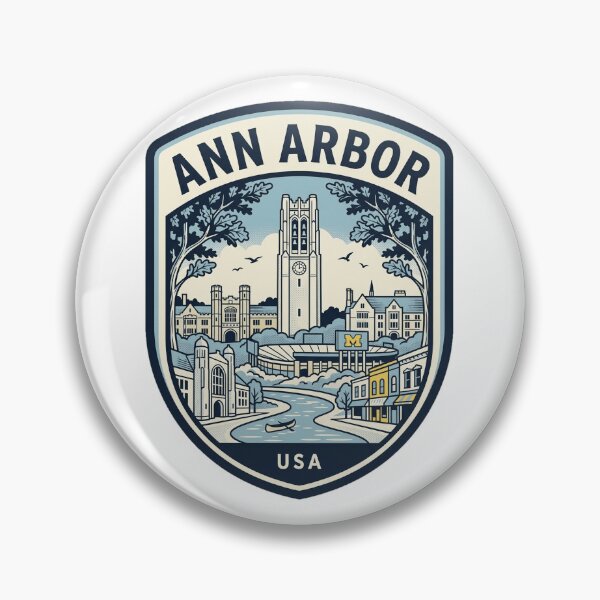 Item preview, Ann Arbor Michigan Vintage Skyline Emblem designed and sold by k3rstman1.