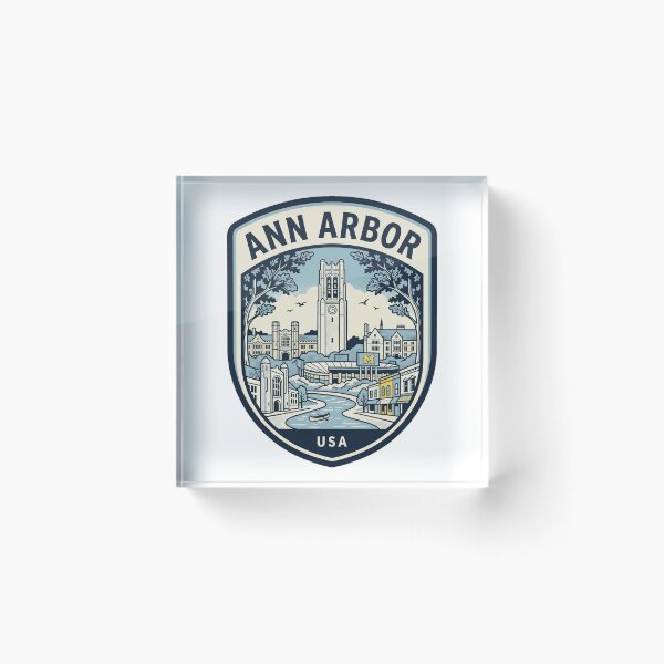 Item preview, Ann Arbor Michigan Vintage Skyline Emblem designed and sold by k3rstman1.