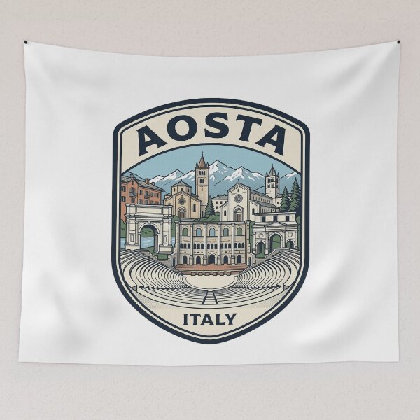 Item preview, Aosta Italy Vintage Travel Emblem Roman Ruins designed and sold by k3rstman1.