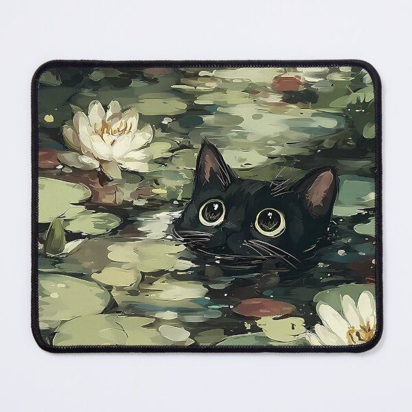 Item preview, Black cat in a lily pond designed and sold by RobertJes.