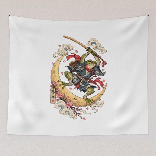 Item preview, The Crescent Moon Frog | Japanese Ukiyo-e Samurai Art designed and sold by Substance_life.