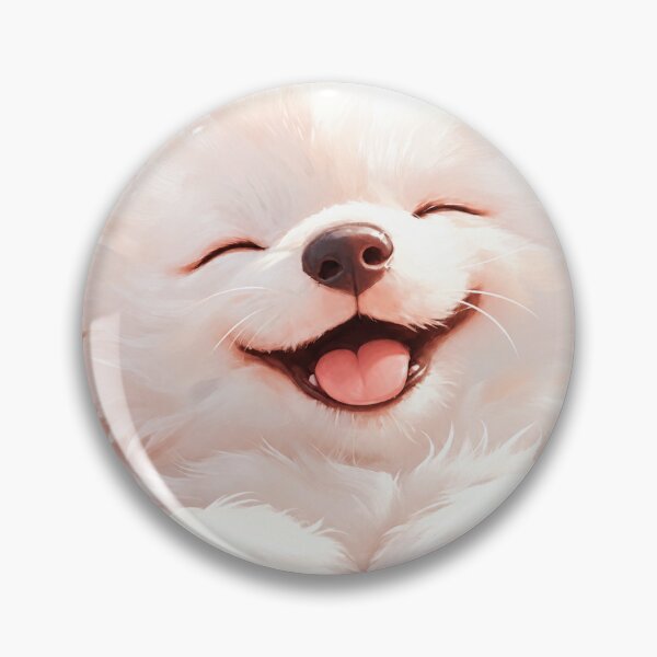 Item preview, Happy White Fluffy Puppy – Cute Dog designed and sold by Anicue.