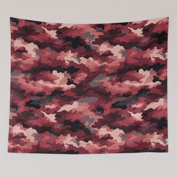 Item preview, Red Camo Pattern Crimson Burgundy and Blush Pink Camouflage designed and sold by Nine Lives Studio.