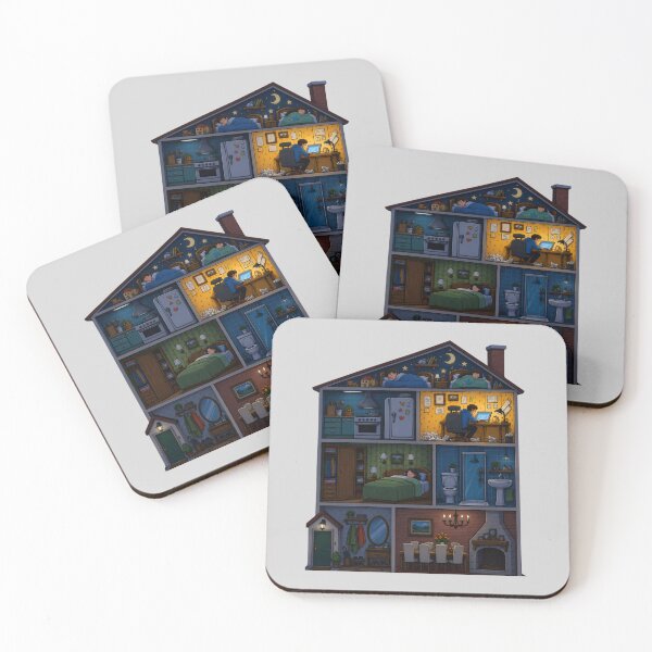 Item preview, Cozy House Cutaway Night Illustration designed and sold by waikibi ⭐⭐⭐⭐.