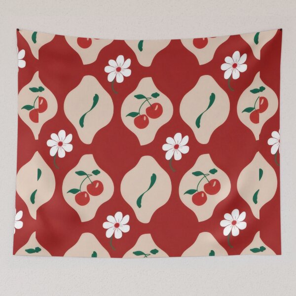 Item preview, Retro Cherry & Daisy Diamond Pattern - Vintage 70s Floral Illustration designed and sold by Billy Morfo™.