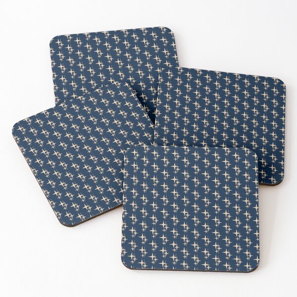 Item preview, Atomic Age Stars and Lines Pattern in Mid Century Modern Navy Blue and Beige designed and sold by kierkegaard.
