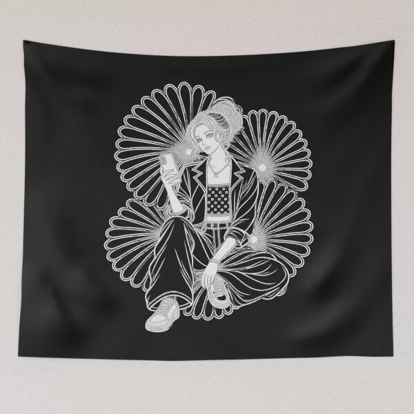 Item preview, Teal Floral Halo Fashion Girl – Modern Line Art Illustration designed and sold by The Kawaii Forge.