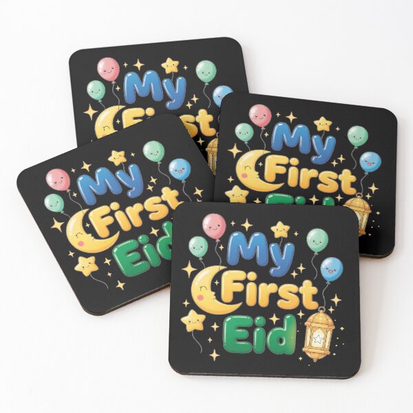 Item preview, "My First Eid" 3D Blue, Yellow & Green Celebration Design designed and sold by D-Islamic.