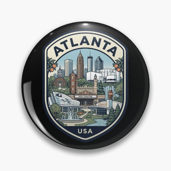 Item preview, Atlanta Georgia Skyline Retro Travel Badge designed and sold by k3rstman1.