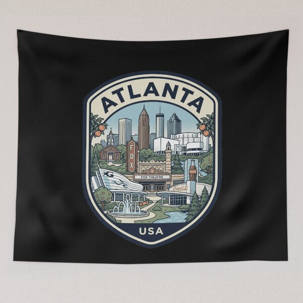 Item preview, Atlanta Georgia Skyline Retro Travel Badge designed and sold by k3rstman1.
