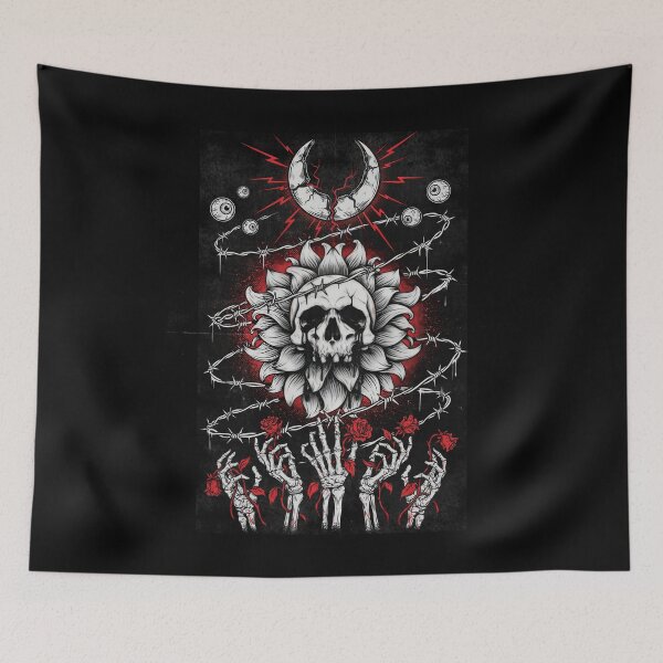 Item preview, Skull Flower Barbed Wire Gift for Emo and Scene Fans designed and sold by Say It With Ink.