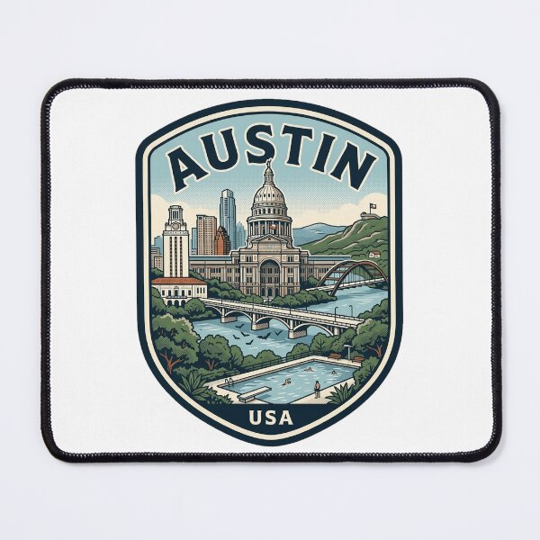 Item preview, Austin Texas Retro Skyline Travel Badge designed and sold by k3rstman1.