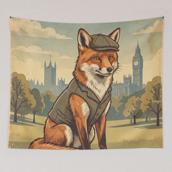 Item preview, Vintage London Travel Poster With Dapper Fox designed and sold by ZUMERI.