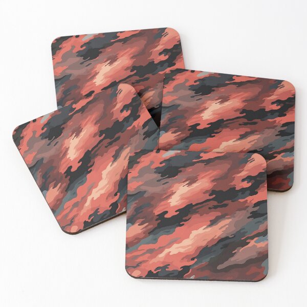 Item preview, Rust Orange Camo Pattern Diagonal Streak Camouflage in Coral and Charcoal designed and sold by Nine Lives Studio.
