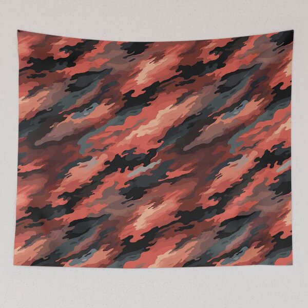 Item preview, Rust Orange Camo Pattern Diagonal Streak Camouflage in Coral and Charcoal designed and sold by Nine Lives Studio.