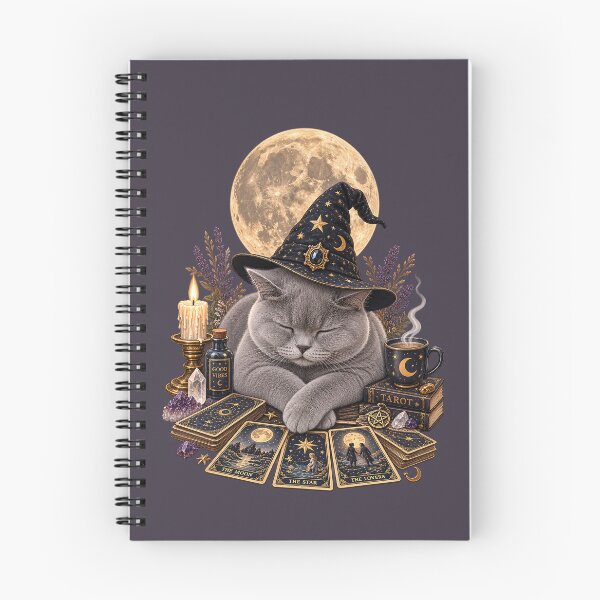 Item preview, Witchy Tarot Cat with Moon, Crystals & Magic designed and sold by IRYNASHOP.