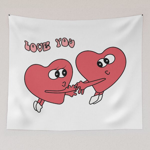 Item preview, Cute Groovy Love Hearts Holding Hands designed and sold by SvetlanaLiDesign.