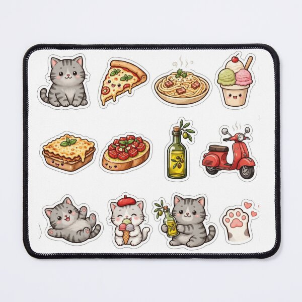 Item preview, Junior and Freda Italy Food - Cute Italian Cats Sticker Pack 12pcs Pizza Pasta Gelato designed and sold by MAISON SYLVIE.