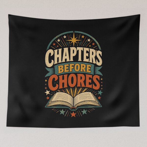 Item preview, Chapters Before Chores Vintage Book Lover Library Shirt designed and sold by Gustavo Navarro.