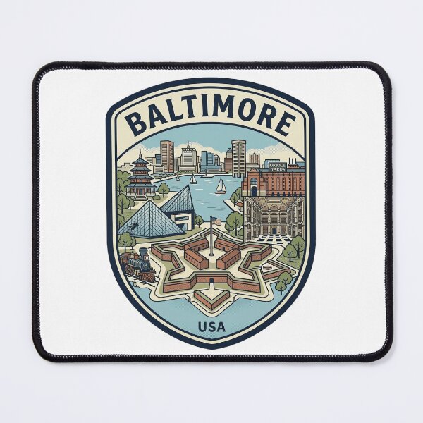 Item preview, Baltimore Maryland Retro Skyline Travel Badge designed and sold by k3rstman1.