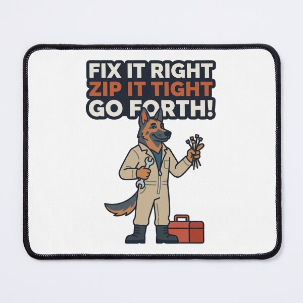 Item preview, Fix It Right Zip It Tight | Funny Anthro German Shepherd Mechanic Design designed and sold by Furrenzy.