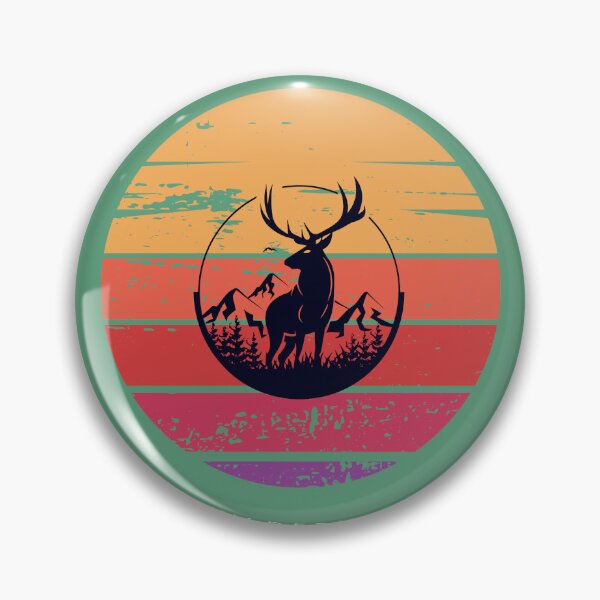 Item preview, Retro Sunset Deer Mountain Silhouette Go Outside Adventure designed and sold by QuietLinesH.