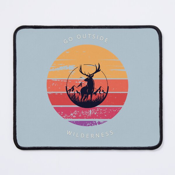 Item preview, Retro Sunset Deer Mountain Silhouette Go Outside Adventure designed and sold by QuietLinesH.
