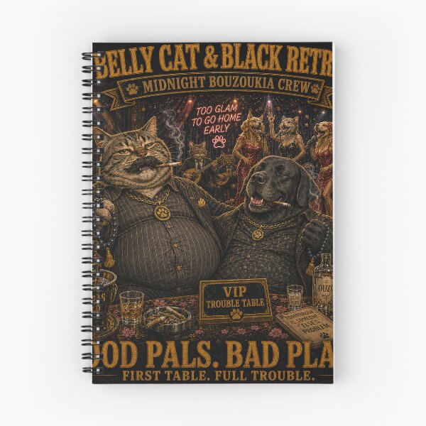 Item preview, Big Belly Cat and Black Retriever Midnight Bouzoukia Crew Funny Design designed and sold by shopevermint.