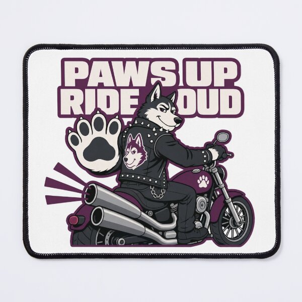 Item preview, Paws Up Ride Loud | Funny Anthro Husky Biker Design designed and sold by Furrenzy.