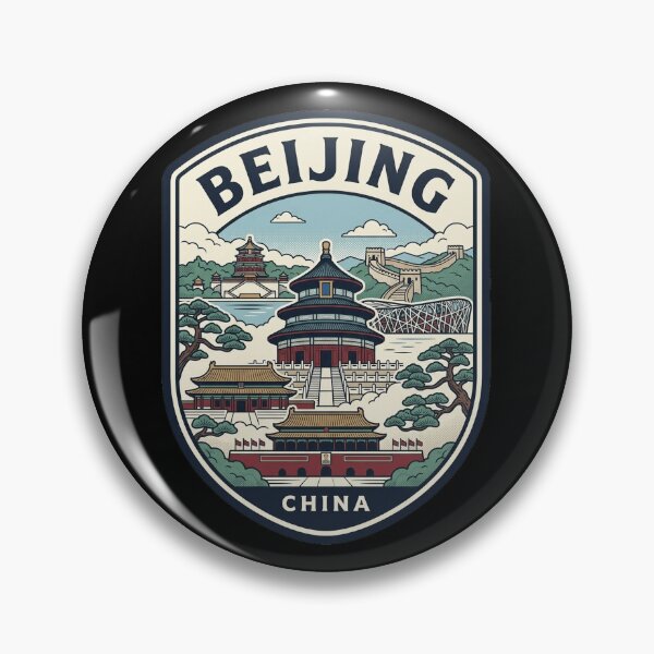 Artikelvorschau, Peking China Reiseabzeichen Vintage Skyline entworfen und verkauft von k3rstman1.
