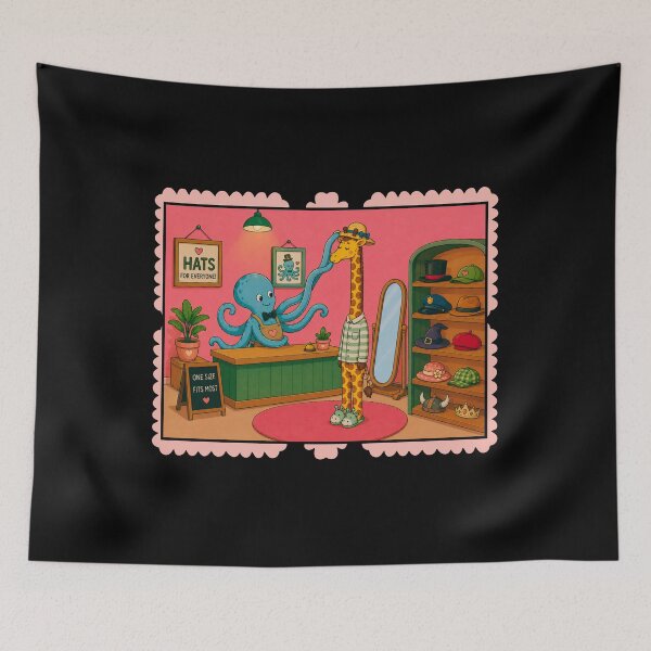 Item preview, Whimsical octopus Hat Shop Cartoon  designed and sold by waikibi ⭐⭐⭐⭐.