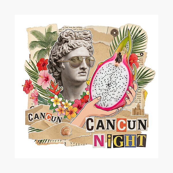 Item preview, Cancun Wave Mexico Beach & Spring Break Dadaist Collage - Tropical Vacation Art designed and sold by OzzFrequency.