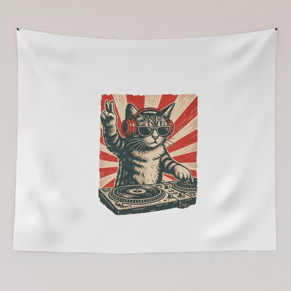 Item preview, DJ Cat Funny Graphic For Cat Lovers designed and sold by Thread&Fable.