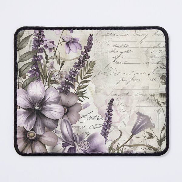 Item preview, Vintage Script Floral Ephemera – Antique Purple Blooms and Classic Handwriting designed and sold by Whimsical Wayfarer.