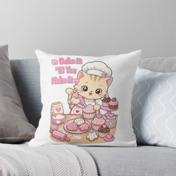 Item preview, Bake It 'Til You Make It Cute Baker Cat Sticker designed and sold by MurkCraft.