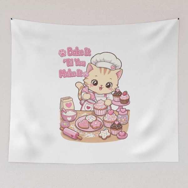 Item preview, Bake It 'Til You Make It Cute Baker Cat Sticker designed and sold by MurkCraft.