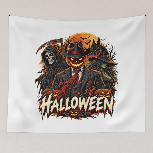 Item preview, Halloween Horror Squad – Pumpkin Head, Skeleton & Witch designed and sold by afr-saad.