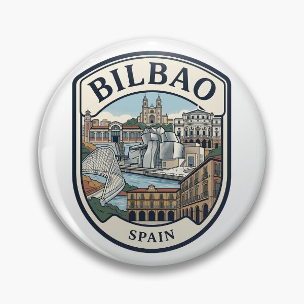 Item preview, Bilbao Spain Travel Souvenir Skyline Badge designed and sold by k3rstman1.