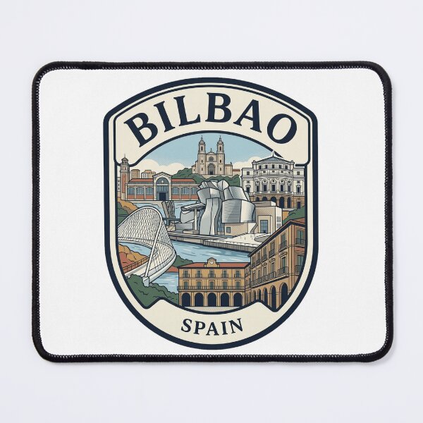 Item preview, Bilbao Spain Travel Souvenir Skyline Badge designed and sold by k3rstman1.