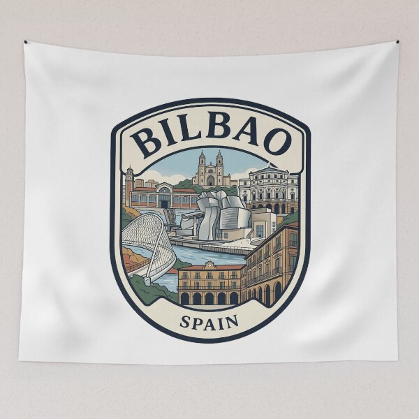 Item preview, Bilbao Spain Travel Souvenir Skyline Badge designed and sold by k3rstman1.