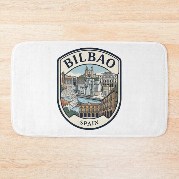 Item preview, Bilbao Spain Travel Souvenir Skyline Badge designed and sold by k3rstman1.
