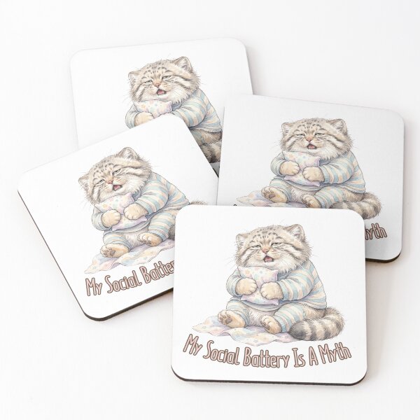 Item preview, My Social Battery Is A Myth | Funny Pallas Cat (Manul) Introvert Memeesign designed and sold by HelgaCraftery.