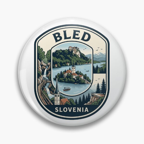 Item preview, Lake Bled Slovenia Vintage Travel Badge designed and sold by k3rstman1.