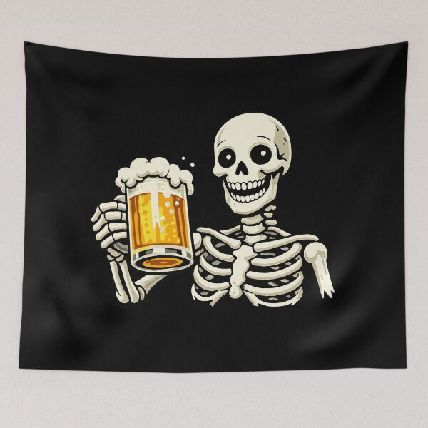 Item preview, Funny skeleton with beer – Black beer humor designed and sold by FeverVoid.