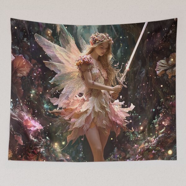 Item preview, Enchanted Fairy Wielding Glowing Sword designed and sold by Storybook Botanica.