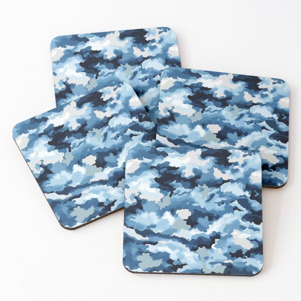 Item preview, Blue Camo Pattern Navy Denim and Ice Blue Camouflage designed and sold by Nine Lives Studio.
