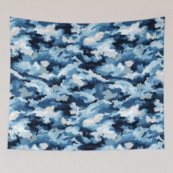 Item preview, Blue Camo Pattern Navy Denim and Ice Blue Camouflage designed and sold by Nine Lives Studio.